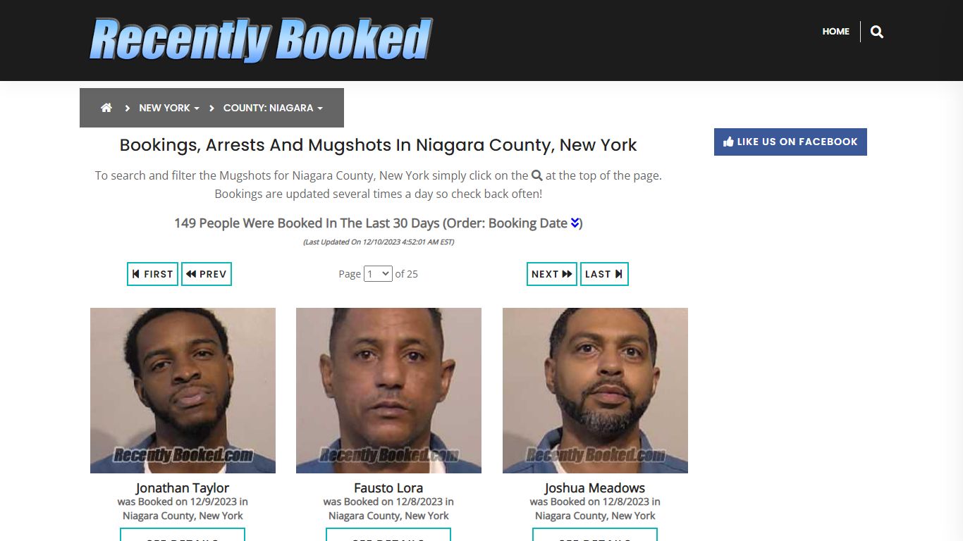 Bookings, Arrests and Mugshots in Niagara County, New York